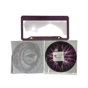 NWT Purple Rhinestone License Plate and 4 Sets of Headlight Dragon Eyes